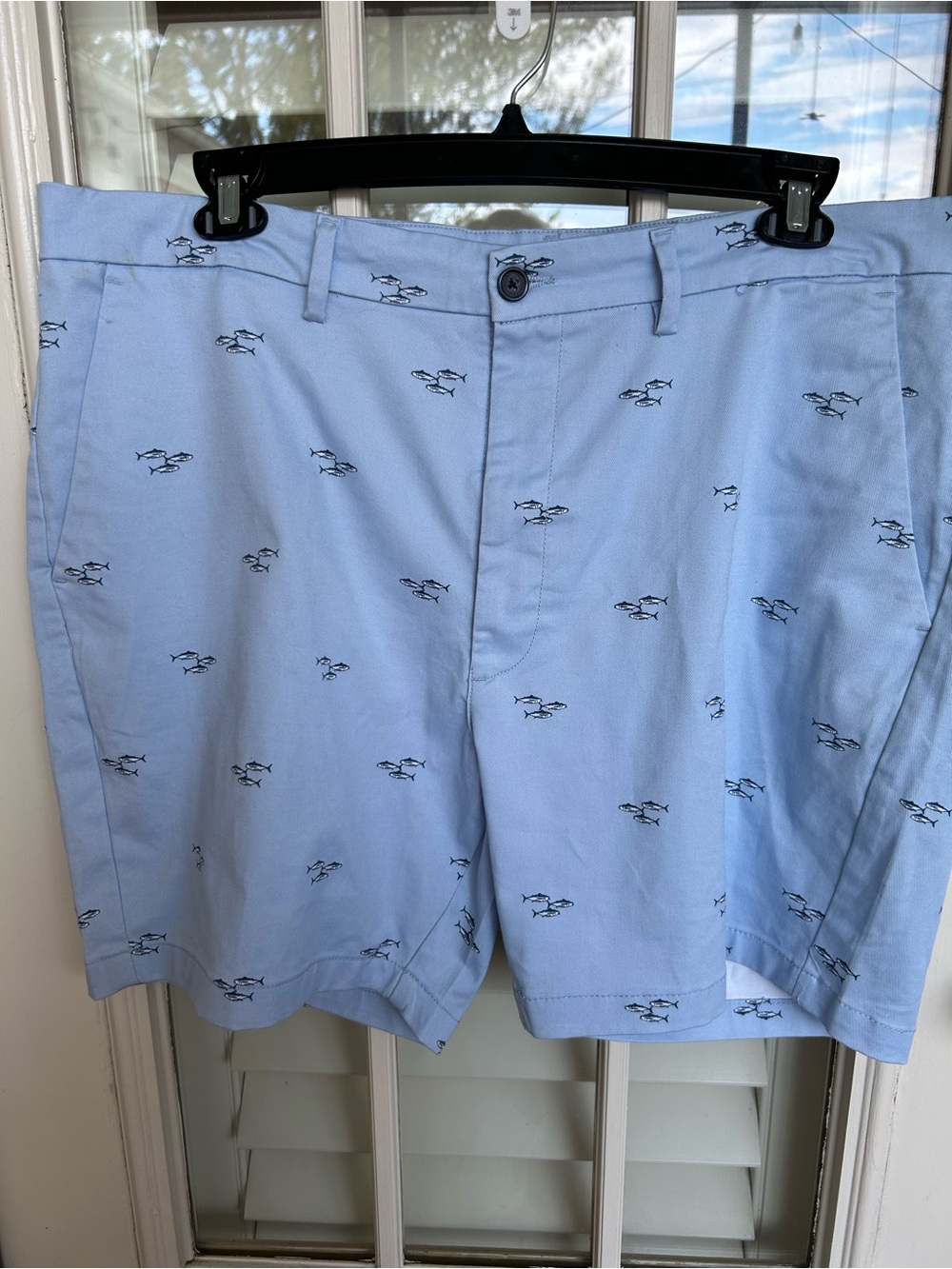 St. John's Bay Light Blue Embroidered Fish Flat-Front Shorts
